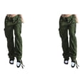 thumbnail image 2 of Minnieouse Otoño primavera mujer pantalones con bolsillos senderismo niñas estilo Casual Retro Jeans algodón pierna ancha Cargo pantalones ropa Verde S 2Conjunto, 2 of 6