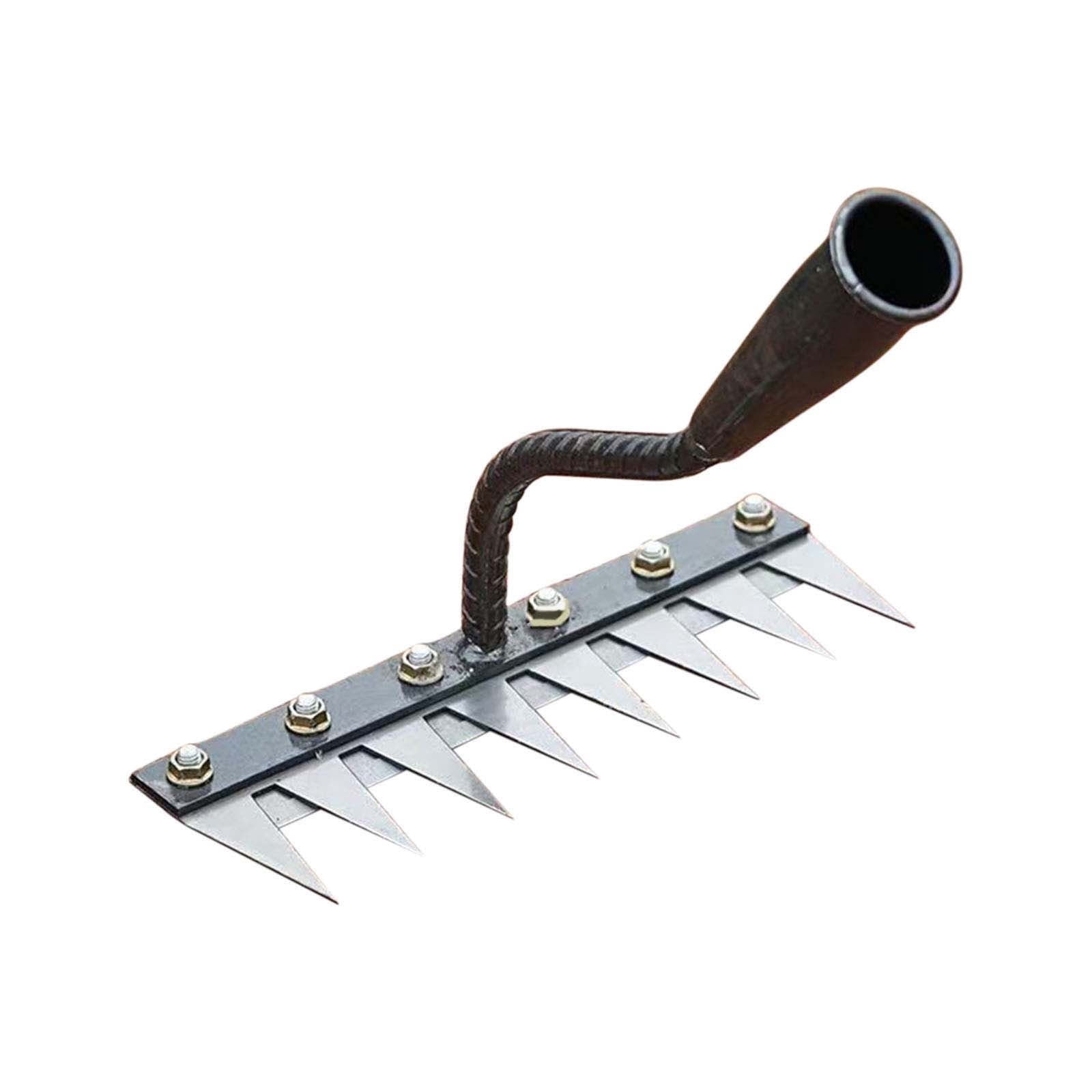 Iron Weeding Rake, 2026 New 5/6/7/8 Teeth Carbon Steel Garden Weeder Rakes, Iron Rake for Yard Lawn and Garden, Heavy-Duty Gardens Hand Weeder Puller Tool for Gardening and Weedings (9 Teeth)