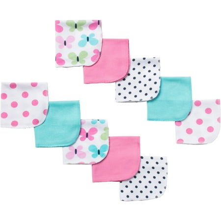Gerber Newborn Baby Girl Terry Printed Butterfly Washcloths, 10-Pack