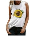 thumbnail image 1 of Pompotops Mode T-shirt Décontracté Sans Manches à Col Rond Imprimé Lettre pour Femmes Été, 1 of 4