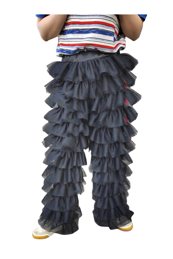 Womenacute;s Tulle Pants, Solid Color Patchwork Multi-Layer Ruffle Yarn High Waist Female Trousers