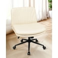 thumbnail image 4 of Neo Chair Office Chair Armless Criss Cross Legged Chair with Wheels, Comfy Home Office Desk Chairs, Adjustable Swivel Padded PU Leather Vanity Task Computer Chair, 4 of 8