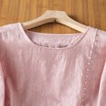 thumbnail image 5 of Zysthvn Casual Shirts for Women 3/4 Sleeve Plus Size Cotton Blend Embroidered T Shirts for Women Breathable Solid Crew Neck, 5 of 9