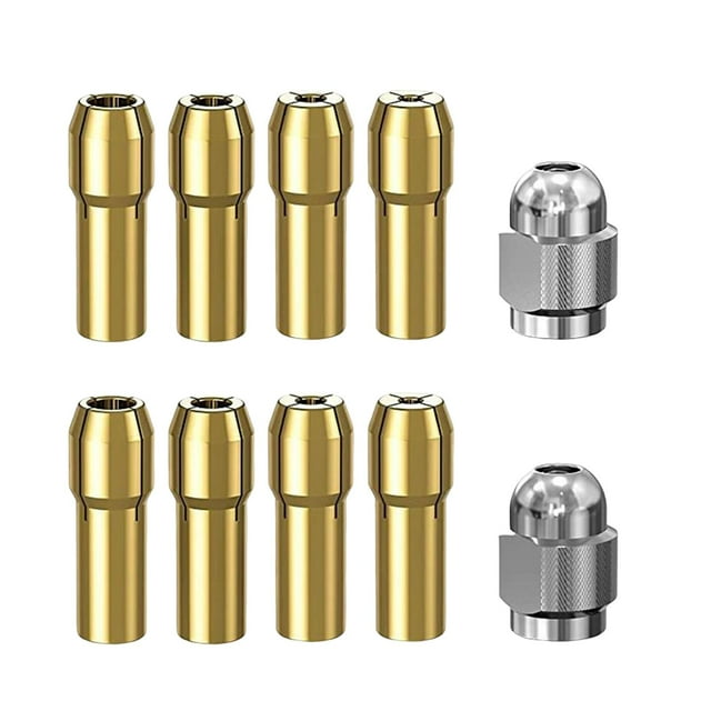 8 piezas 4485 Boquilla de latón y 2 piezas Juego de tuercas Accesorio de herramienta rotativa, 0,8 mm, 1,2 mm, 1,5 mm, 1,8 mm, 2,0 mm, mm, 3,0 mm, CUTICAT Reemplazo de pinza