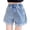 P17 Blue, variant on Tfken Summer Shorts For Girls Bowknot Print Button Denim Shorts With Pockets Trendy Daily Wear Toddler Comfortable Clothes Blue Size 10-11 Years