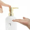 thumbnail image 3 of Unique Bargains 1 Pc Cylinder Letter Soap Dispenser 13.53oz White Gold Tone, 3 of 6