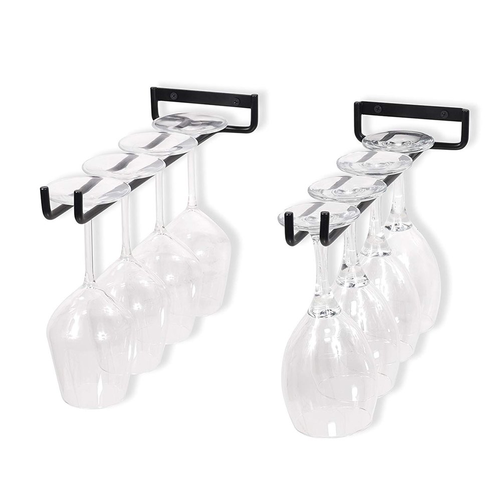 Musuos Upside Down Cup Holder Single Row Strong Iron Kitchen Wine Glass