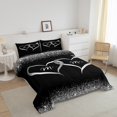 thumbnail image 2 of Mr and Mrs Comforter Set King Black Silver Valentines Day Bedding Set for Women Men,Wedding Bed Set Newly Engaged Wed Gifts for the Couple Bedroom Decor Glitter Love Heart Quilt 3Pcs, 2 of 5