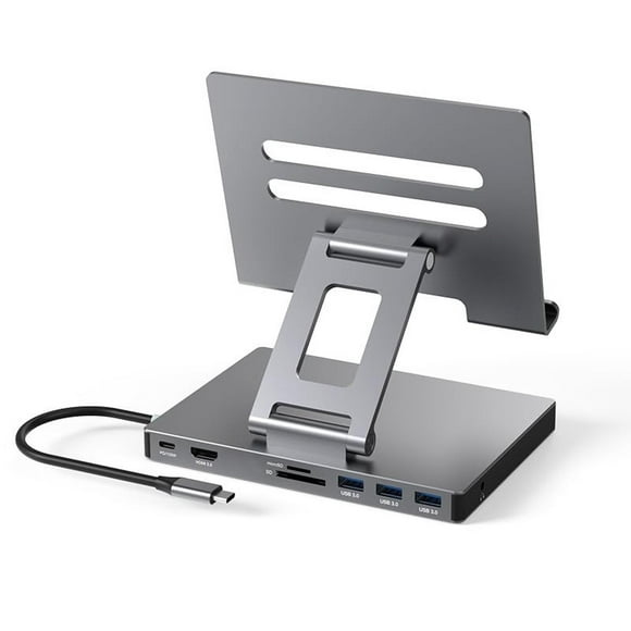 Base de Conexión USB C para iPad Pro y Air Plata Plegable con HDMI 4K 60Hz y Lector de Tarjetas SD/T