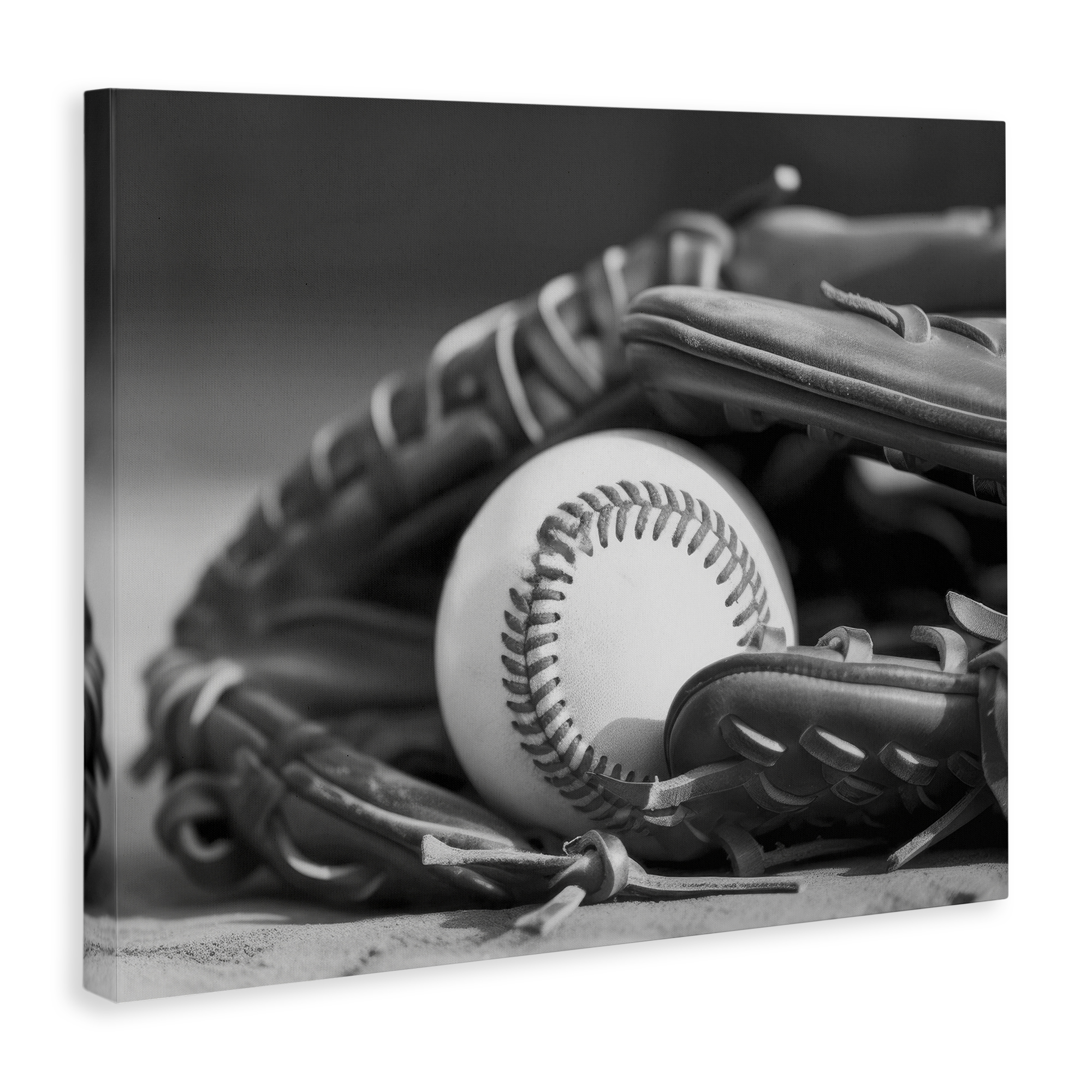 Stupell Industries Baseball Mitt & Ball Sports Photography Wrapped Canvas Art Print Wall Art, 20 x 16