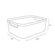 Curver Jute Small Gray Plastic Decorative Storage Basket, 10.6 in x 7.8 in x 4.3 in