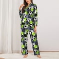 thumbnail image 2 of Pofeuu Football Print Womens Pajamas Set Long Sleeve Sleepwear Button Down Nightwear Soft Pj Lounge Sets Button Down Pajamas Women-Medium, 2 of 7