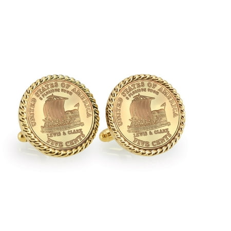 American Coin Treasures Gold-Plated 2004 Keelboat Goldtone Rope Cuff Links