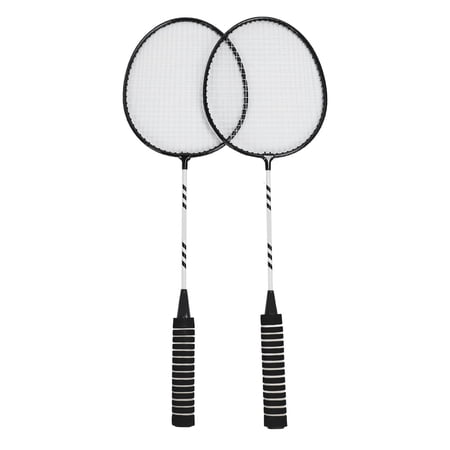 YAHHU Premium Iron Alloy Badminton Rackets Set with Nylon Shuttlecocks and Carrying Bag, 2 Player Set, 5 Pieces, Black