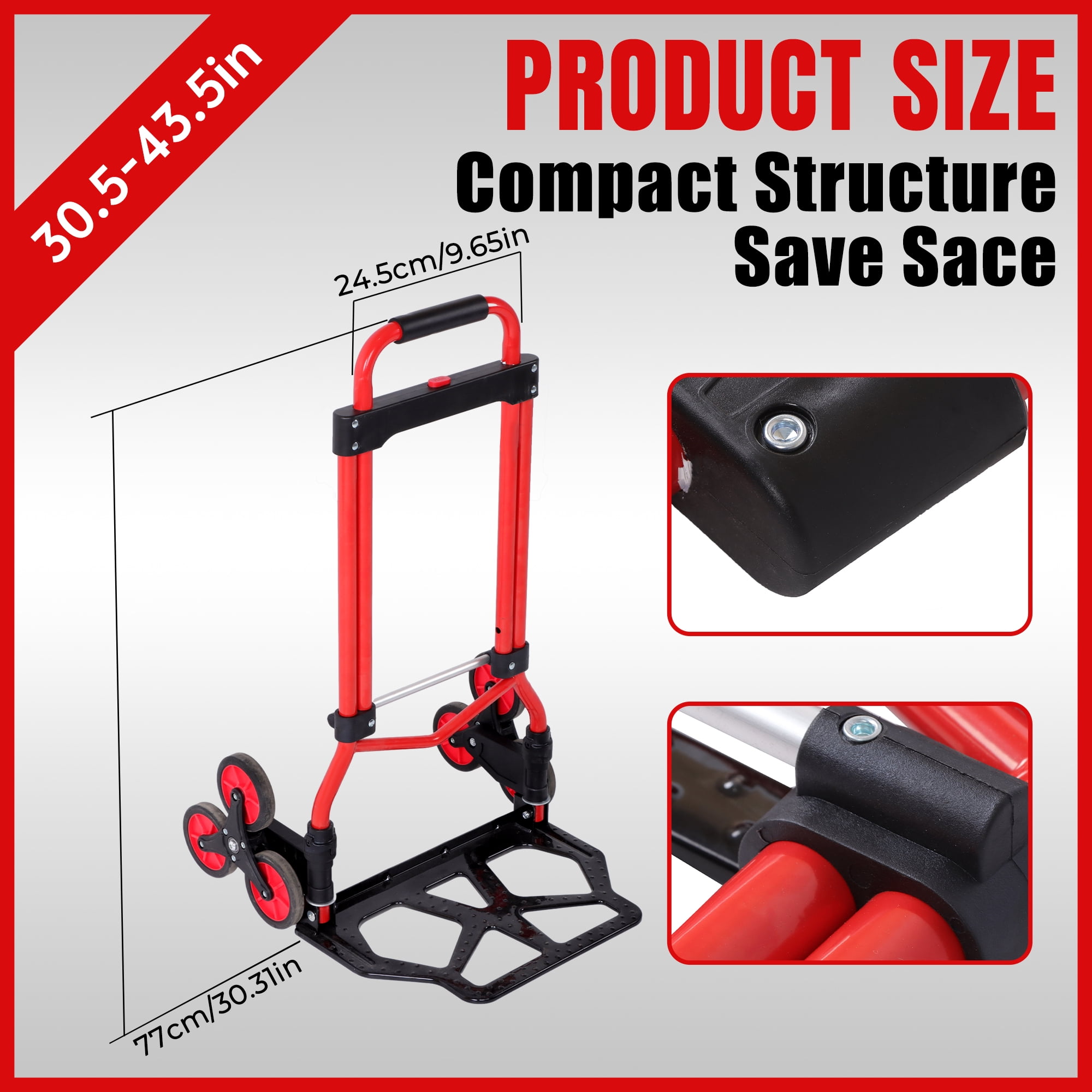 LABLT Stair Climber Hand Truck Dolly Black 330 lb Carbon Steel Stair Climbing Hand Truck