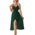thumbnail image 2 of VONCOS Womens Green Shey Mesh Nightgown Sexy Deep V Neck Chemise Lace Trim Sleepwear Sleeveless Slit Dress Beach Cover Up Soft Stretchy,Size S, 2 of 4