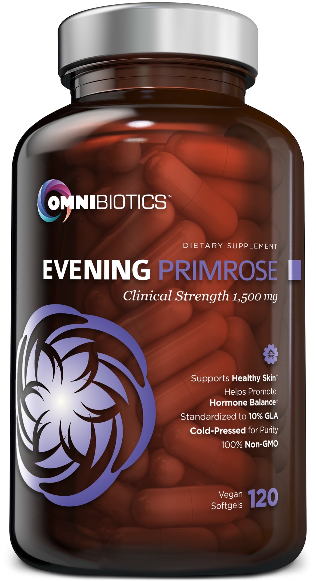 Organic Evening Primrose Oil 1,500 mg Hormone Balance, Menopause and PMS Relief 120 Vegan