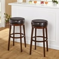 thumbnail image 3 of TMS Avenue 30" Round Indoor Swivel Bar Stool, Rich Brown/Brown Faux Leather, 3 of 5