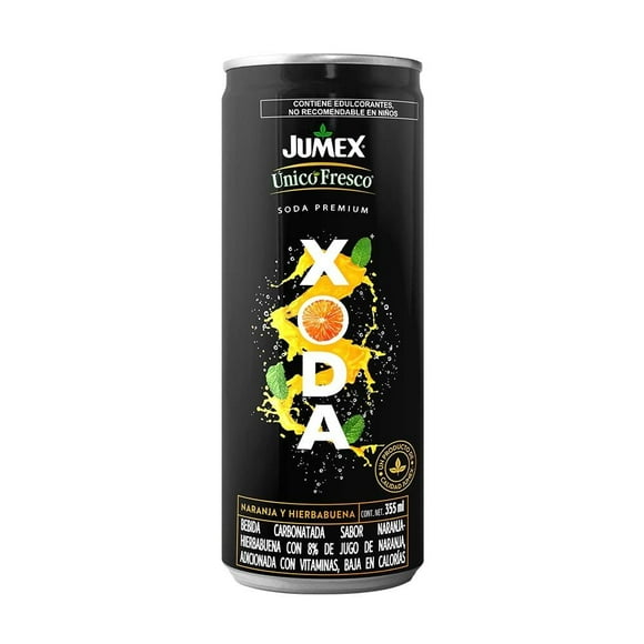 Bebida gasificada Jumex Único Fresco xoda naranja y hierbabuena 355 ml