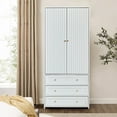 thumbnail image 6 of PHOYAL White Wardrobe Armoire Closet with Shelves and 3 Drawer, Freestanding Closet Wardrobe Cabinet for Hanging Clothes, 31.42" * 18.94" *70.87", 6 of 9