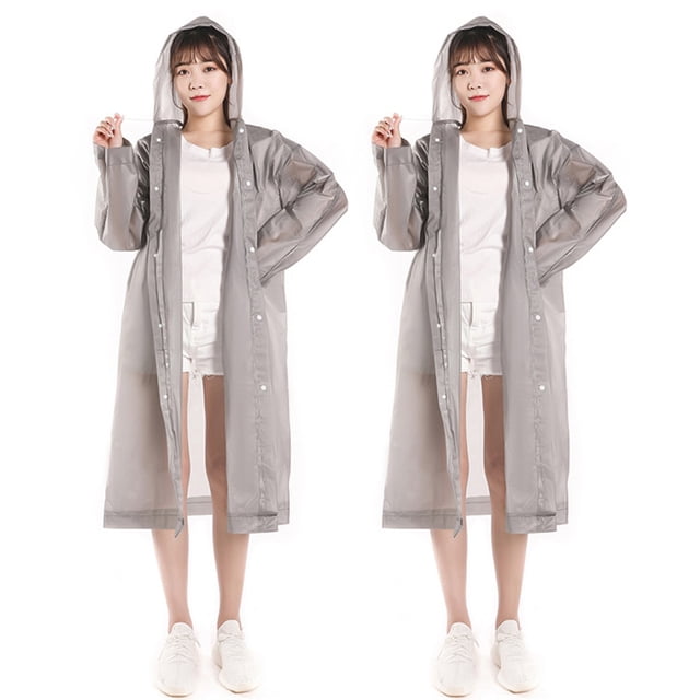 Imperméable, Lot de 2 Ponchos de Pluie Portatifs en EVA Imperméables avec Capuchon et Manches, Équipement de Pluie Réutilisable