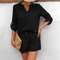 thumbnail image 5 of Xmyrz Outfit For Women Shorts Set Cotton Linen Short Sleeve Relaxation Baggy Brief Style Vacation Fresh Clothing Suits, 5 of 7