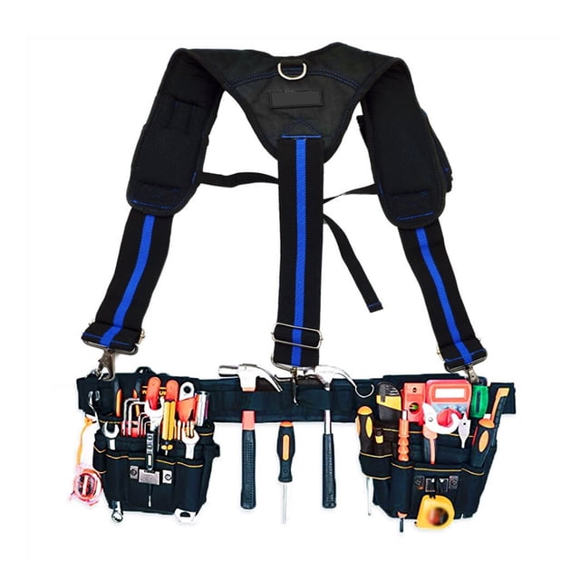 Suspenders Belt Multi-Pockets Y Type Tool Hanging Work Belt Braces Adjustable Suspension Rig for Carpenter Electrician Work ,Adjustable