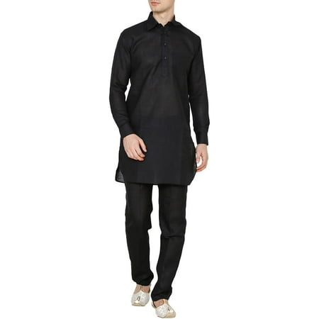 

Royal Kurta Mens Cotton Pathani Suit Black
