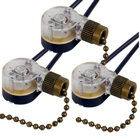 

3Pack Ceiling Fan Light Switch ZE-109 Fan Switch Ceiling Pull Chain Switch Replacement (Bronze)