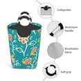 thumbnail image 4 of Waterproof Collapsible Laundry Hamper, Green Flower Graffiti Aluminum Handle Laundry Bag Storage Basket, 50L, 4 of 6
