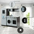 thumbnail image 5 of Giantex kids Kitchen Playset, Wooden Kitchen Pretend Cooking Toy w/ Simulated Sound, Sink, Stovetop, Fridge, Oven, Microwave, Toddler Pretend Play Kitchen Toy, Best Gift for Boy Girl Age 3+, Gray, 5 of 10