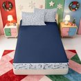 thumbnail image 4 of Manfei Happy Xmas Zipper Queen Comforter Set with Fitted Sheet and 2 Pillowcases,Cute Christmas Candy Cane Zipper Bedding Set,Navy Blue Reversible,4 Pieces, 4 of 7