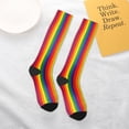 thumbnail image 6 of Rainbow Stripe Print Knee High Socks for Women Long Leg Warmers Socks, 6 of 7