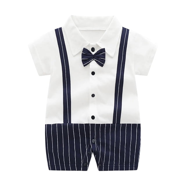 Odeerbi Niños Caballero Romper Con Corbata de Manga Corta Cuello Algodón Vestido Formal