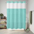thumbnail image 6 of No Hook Shower Curtain, Turquoise Burlap Texture Shower Curtains for Bathroom with See Through Top Window, Farmhouse Vintage Aqua Waterproof & Washable Bath Curtain Stall 48"x72", 6 of 9