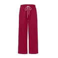 thumbnail image 6 of Dresfit Men's Uncuffed Sweatpants Wide Leg Baggy Trousers Uncuffed Long Open Bottom Pants Drawstring Elastic Waist Loose Lounge Joggers with Pockets Red M, 6 of 9