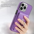 thumbnail image 6 of Nalacover Wallet Case for iPhone 12 Pro, Premium Leather Case with Card Holder, 360°Rotation Ring Kickstand, RFID Blocking Protective Magnetic Back Clsoure Case For iPhone 12 Pro, Purple, 6 of 12
