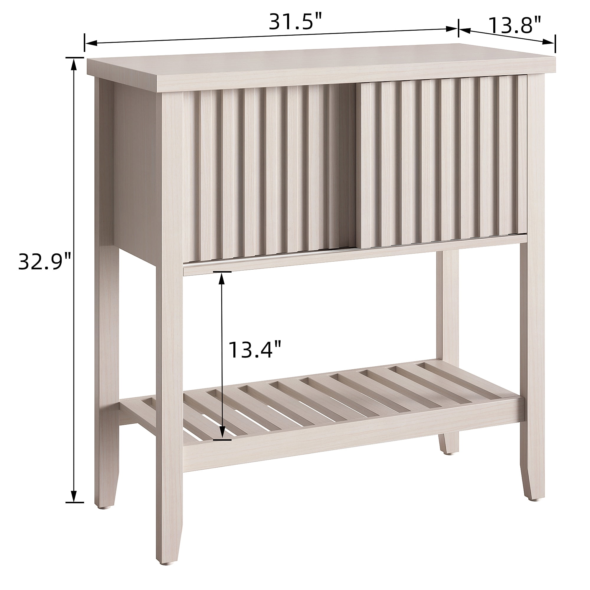 31.5" Entryway Console Table with Sliding Drawer Doors and Storage Shelf for Hallway, Living Room, or Office,Beige