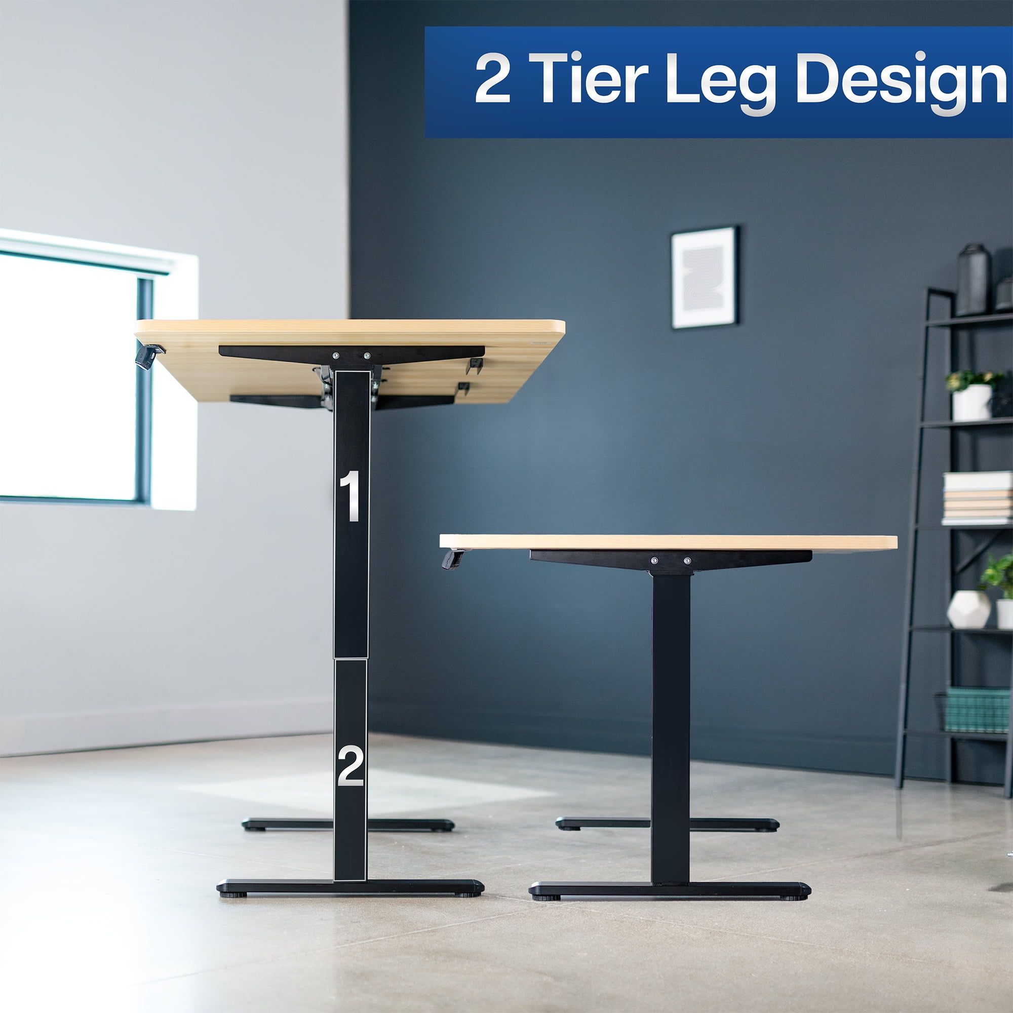 VIVO Electric Dual Motor 71” x 36” Standing Desk, Light Wood Top, Black Frame