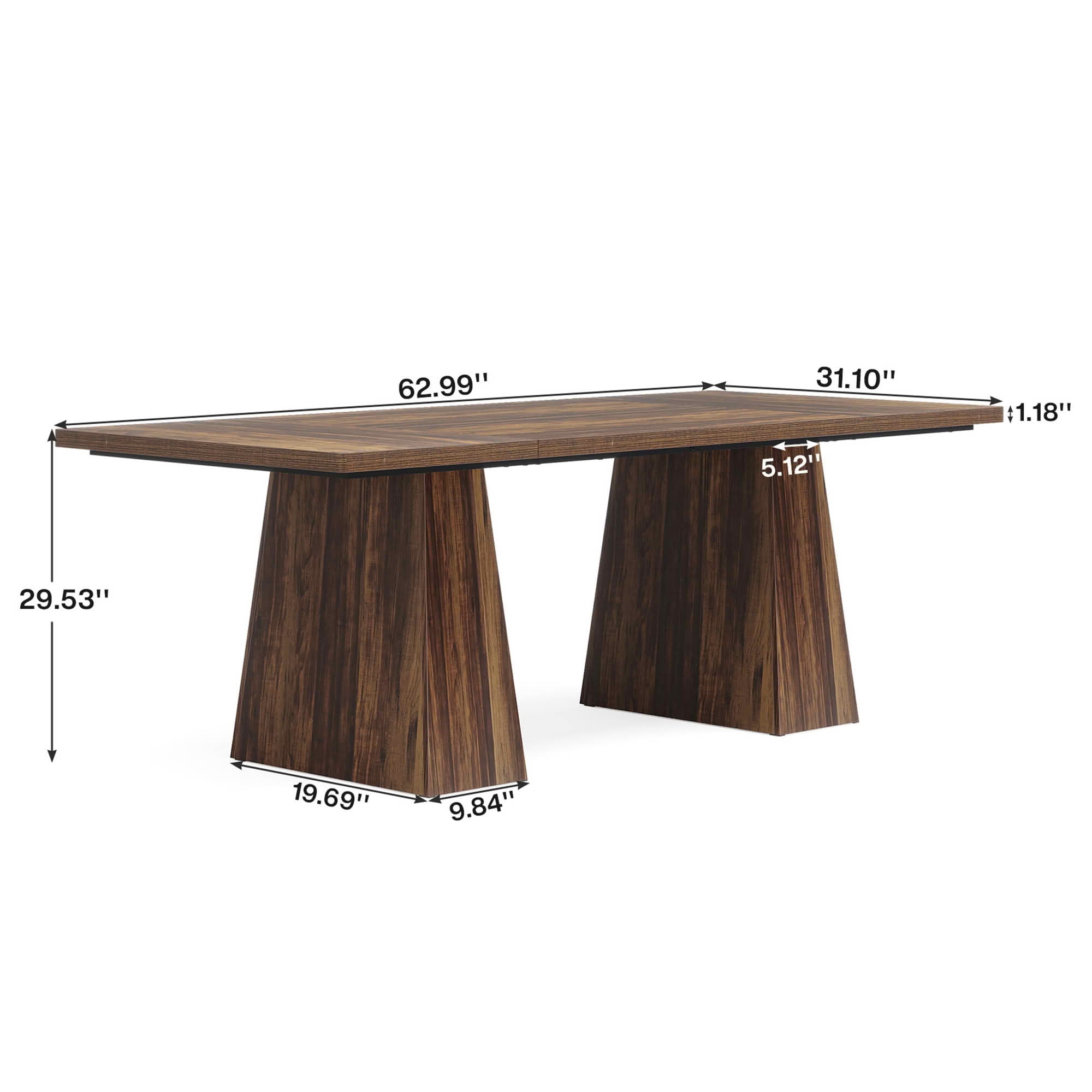 MAYEERTY 63 Inch Farmhouse Dining Table, Rectangular Wood Kitchen Table for 6 People with Tapered Legs