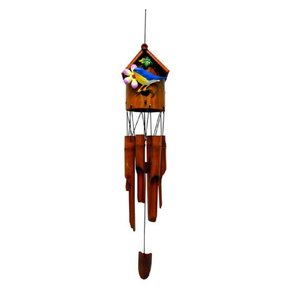 Bird Bamboo Wood Bird House Wind Chime Outdoor Garden Windchimes 36