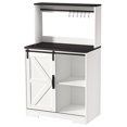 thumbnail image 2 of Happydeer Farmhouse Coffee Bar Cabinet with 6 Hooks, White Coffee Bar Hutch with Storage, 50" Buffet Cabinet with Sliding Barn Door, Coffee Bar Table with Adjustable Shelves for Living Dining Room, 2 of 13