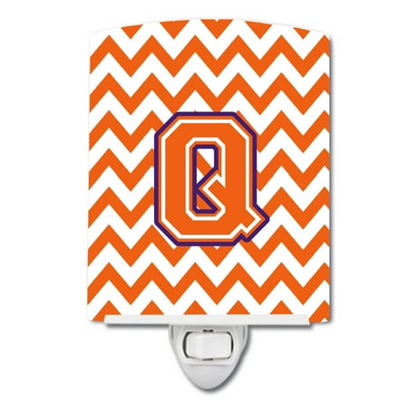 

Caroline s Treasures CJ1062-QCNL Letter Q Chevron Orange and Regalia Ceramic Night Light 6x4x3 multicolor