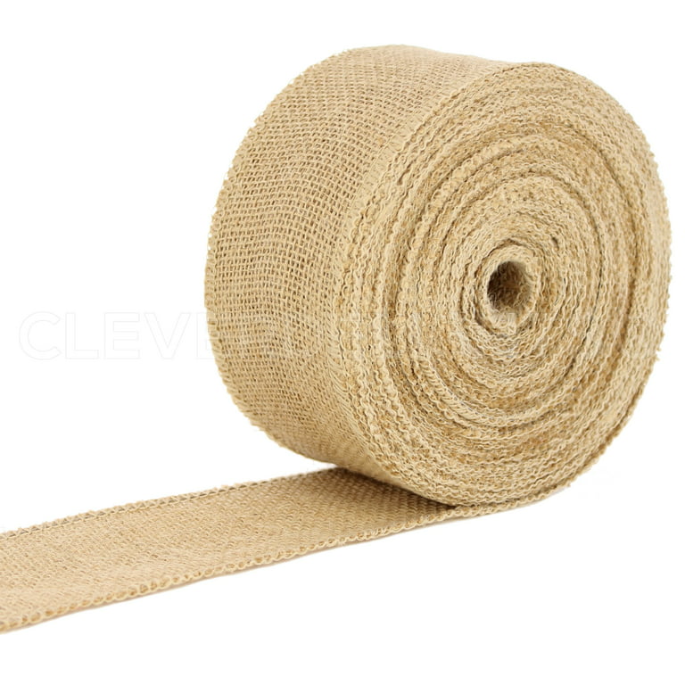 CleverDelights 1 Natural Burlap Ribbon - Finished Edge - 25 Yards - Jute  Burlap Fabric