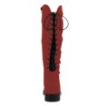 thumbnail image 4 of YDN Women's Chunky Low Heel Lace Up Knee High Boots Side Zipper Round Closed Toe Flat Long Booties Daily Walking Casual Shoes Size 6.5 Red, 4 of 5