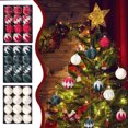 thumbnail image 1 of Xihbxyly Bolas Navideñas Decorativas, Diseño de Ladrillos Flocados de Colores, Cintas Doradas Brillantes, Elegantes Adornos para Árbol de Navidad, Alegría Navideña, Combinación Cálida de Verde, Rojo, 1 of 6