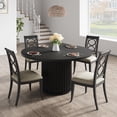 thumbnail image 3 of EDTara Industrial Round Dining Table, 47 Inch Black Table for 4-6 People, Sturdy Metal Pedestal Base Ideal for Kitchen or Dining Room (Chairs Not Included), 3 of 8