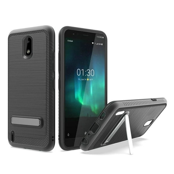 GSA Brushed Hybrid Case w/Kickstand for Nokia 3.1c - Black