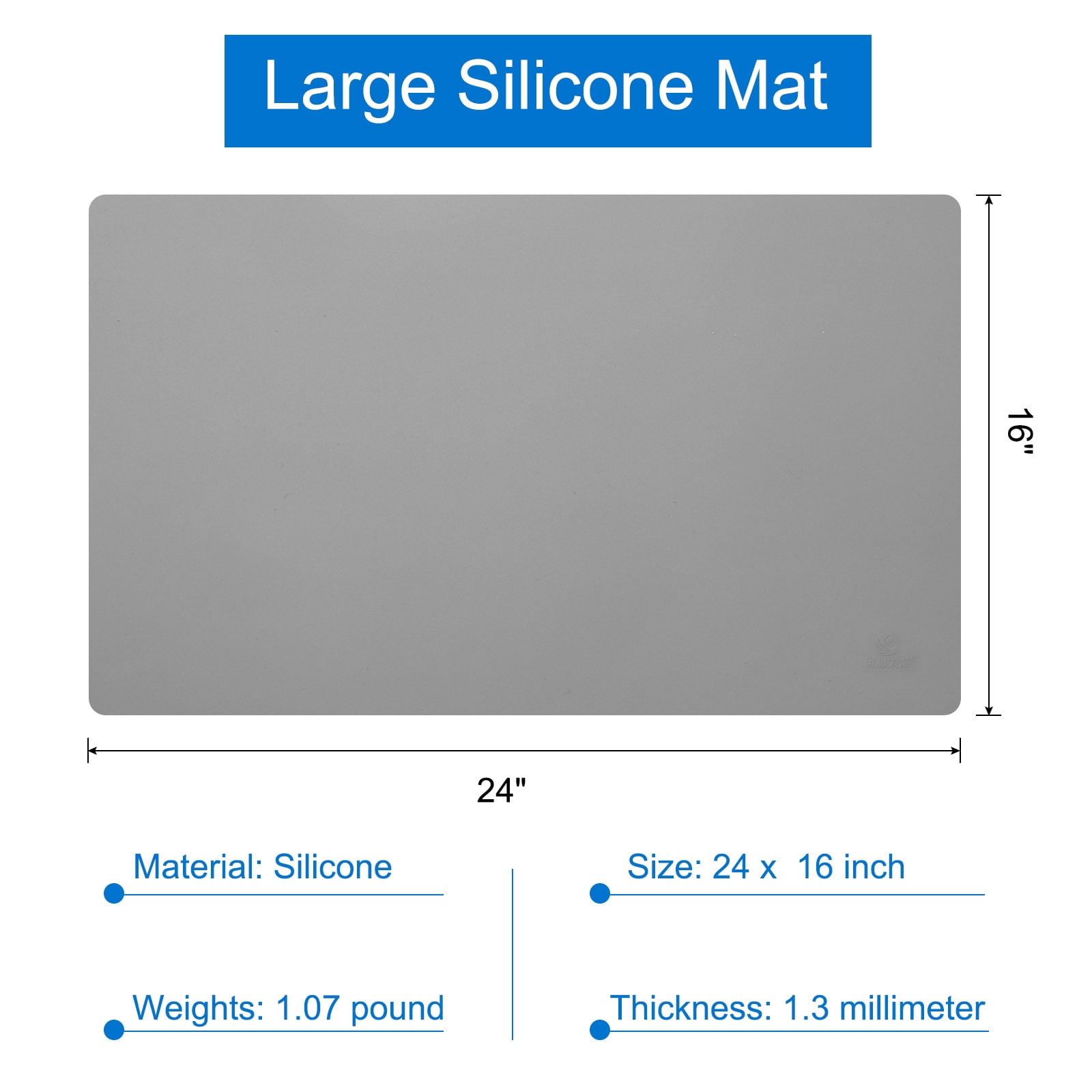 Uxcell Large Silicone Heat Resistant Mat 24" x 16" Kitchen Countertop Protector Fireproof Waterproof Table Mat Grey