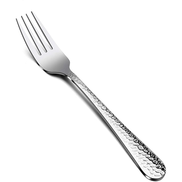 ShiYe toys store Juego de tenedores para cena martillados de acero inoxidable de 6 piezas, tenedores para cubiertos de ensalada para uso en el hogar, cocina, restaurante, borde redondo y pulido espejo